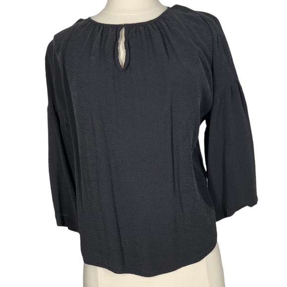 EVERLANE The Shirred Cupro Blouse 4 Black - Picture 3 of 9